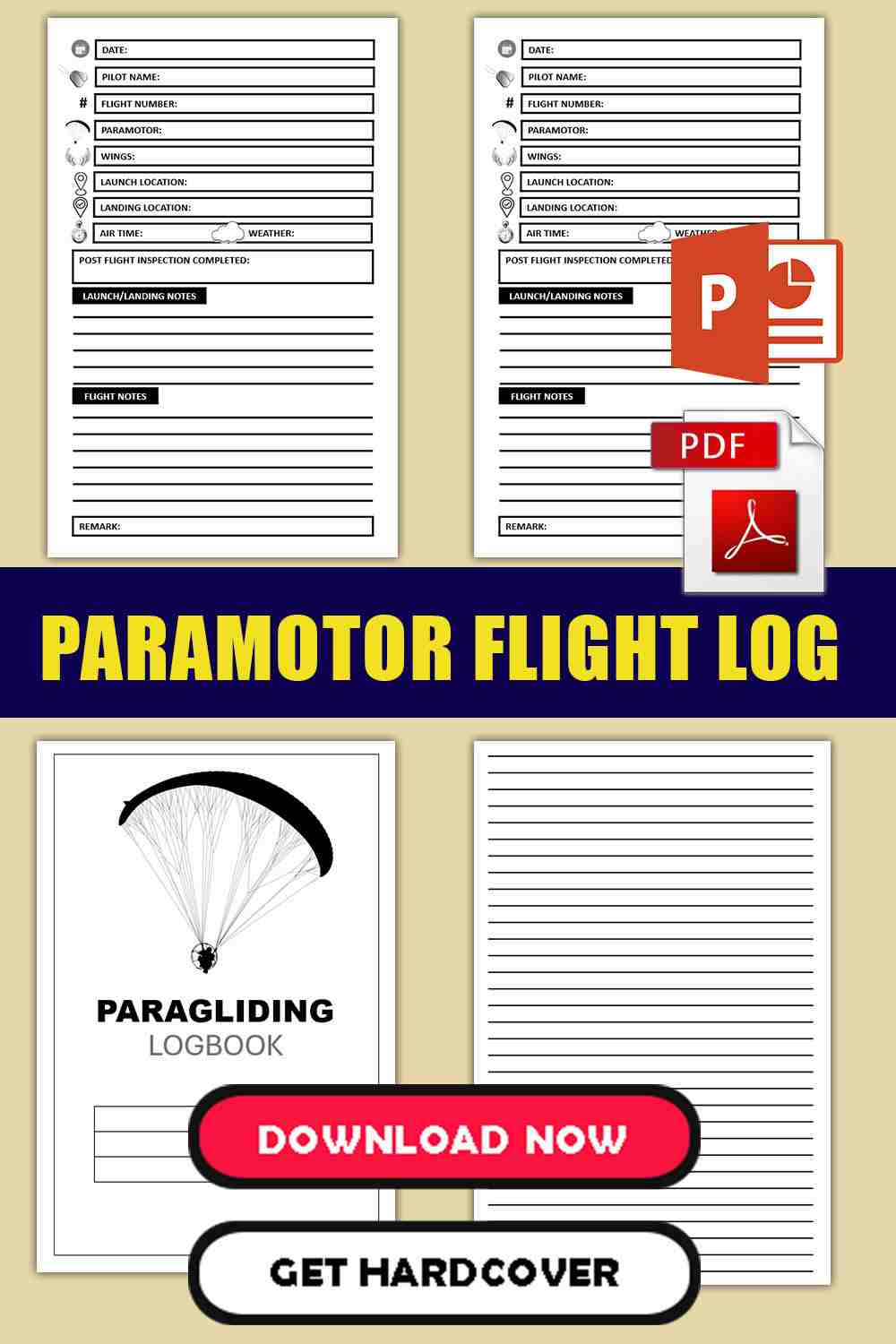 Paramotor Pilot\'s Flight Log Book 